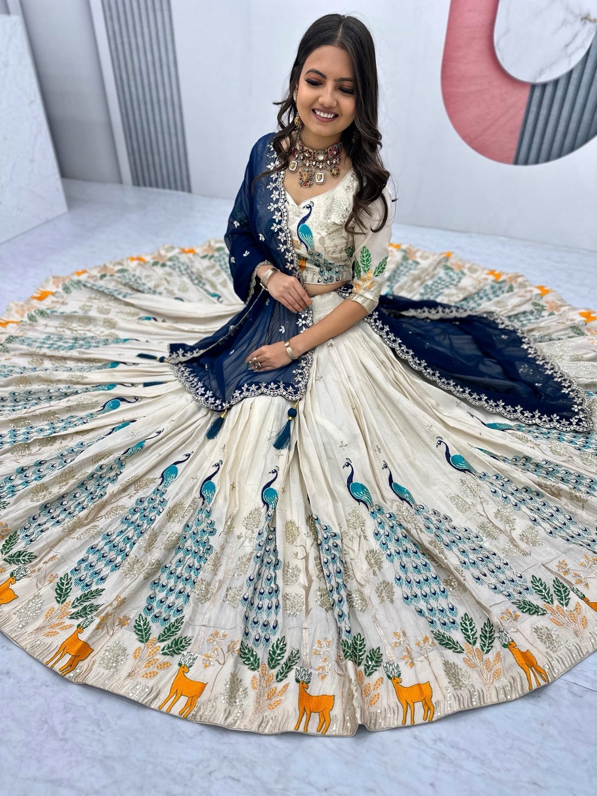 Heavy demand Peacock halfsaree/Lehenga with Cancan