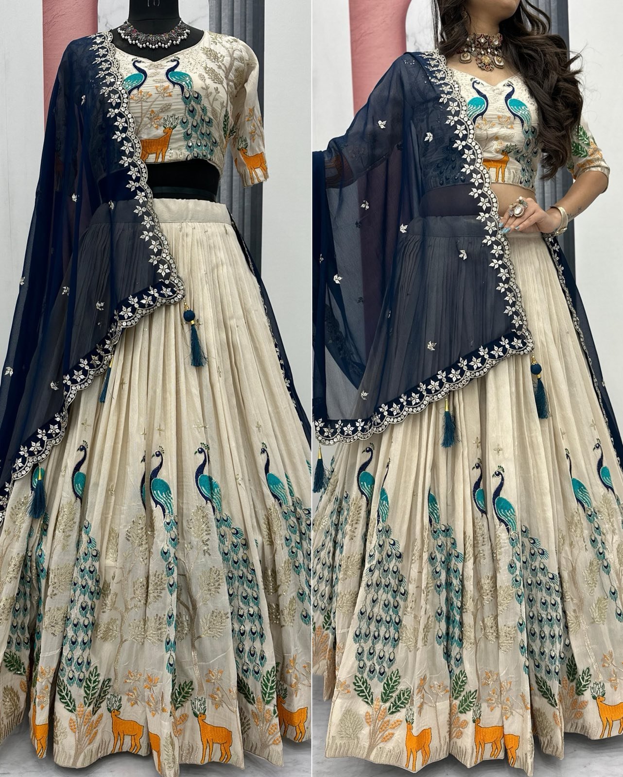 Heavy demand Peacock halfsaree/Lehenga with Cancan