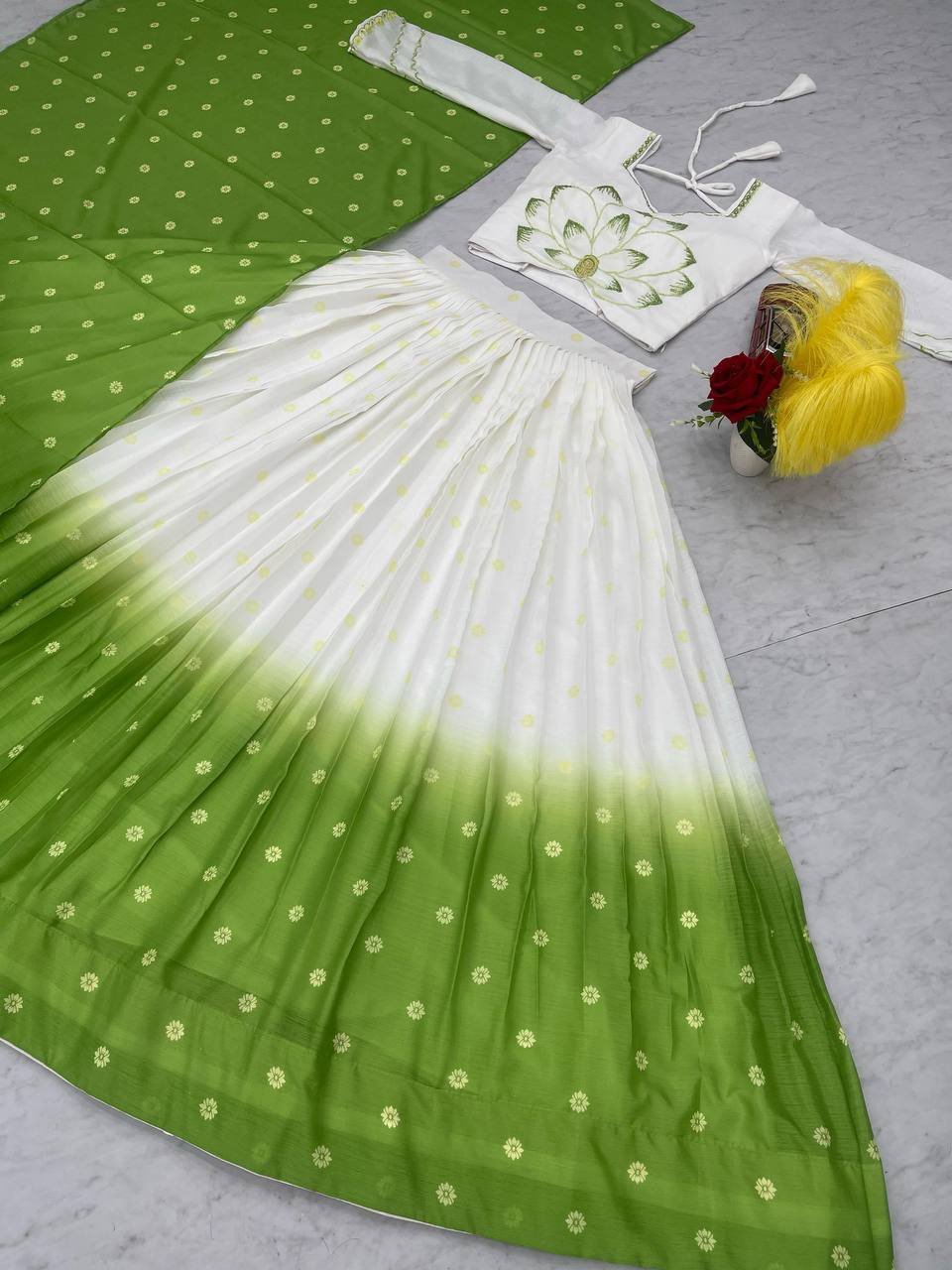 Jasmine Mist Green Elegance Stitched Halfsaree/Lehenga