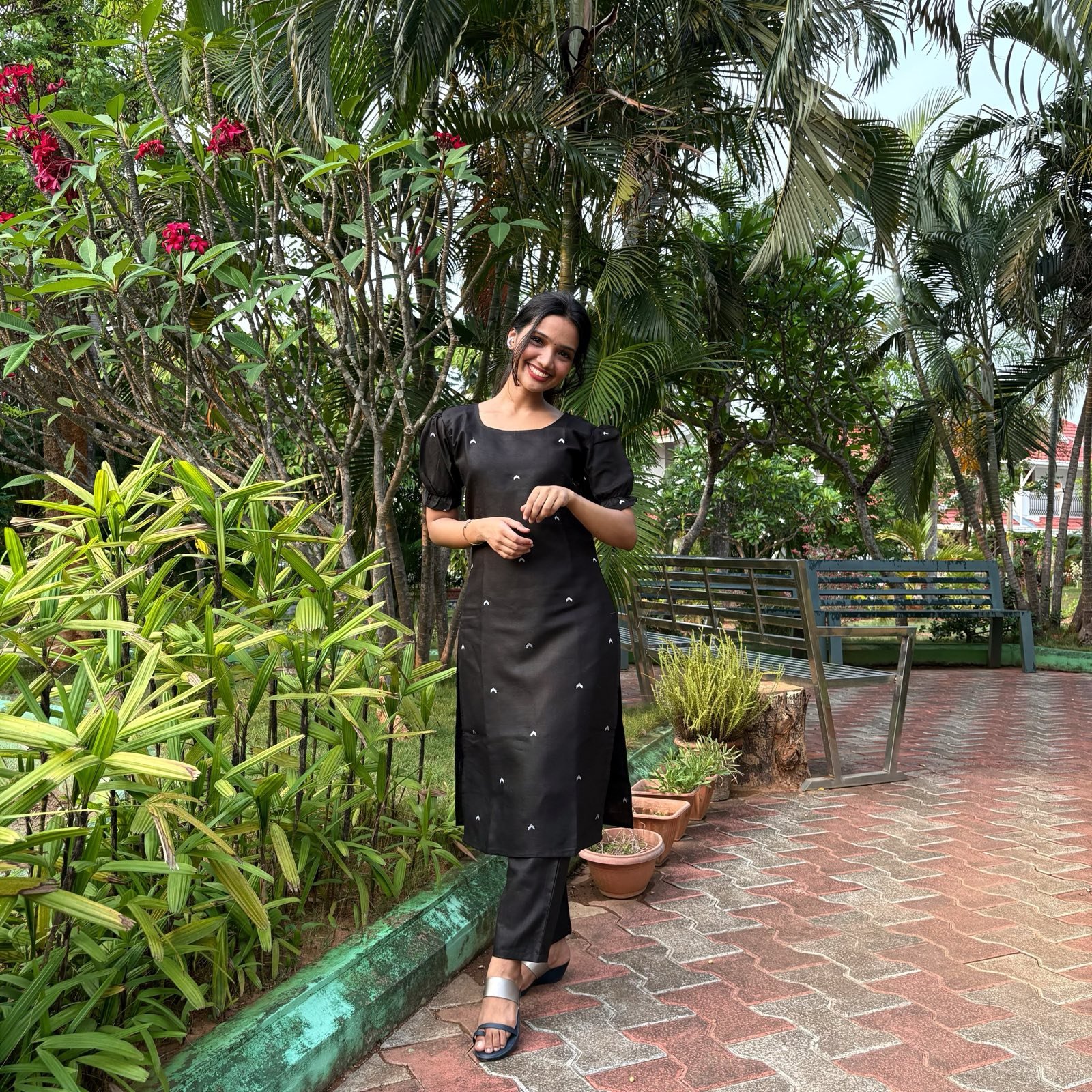 Samantha  Inspired Black Cotton Kurta set Recreation