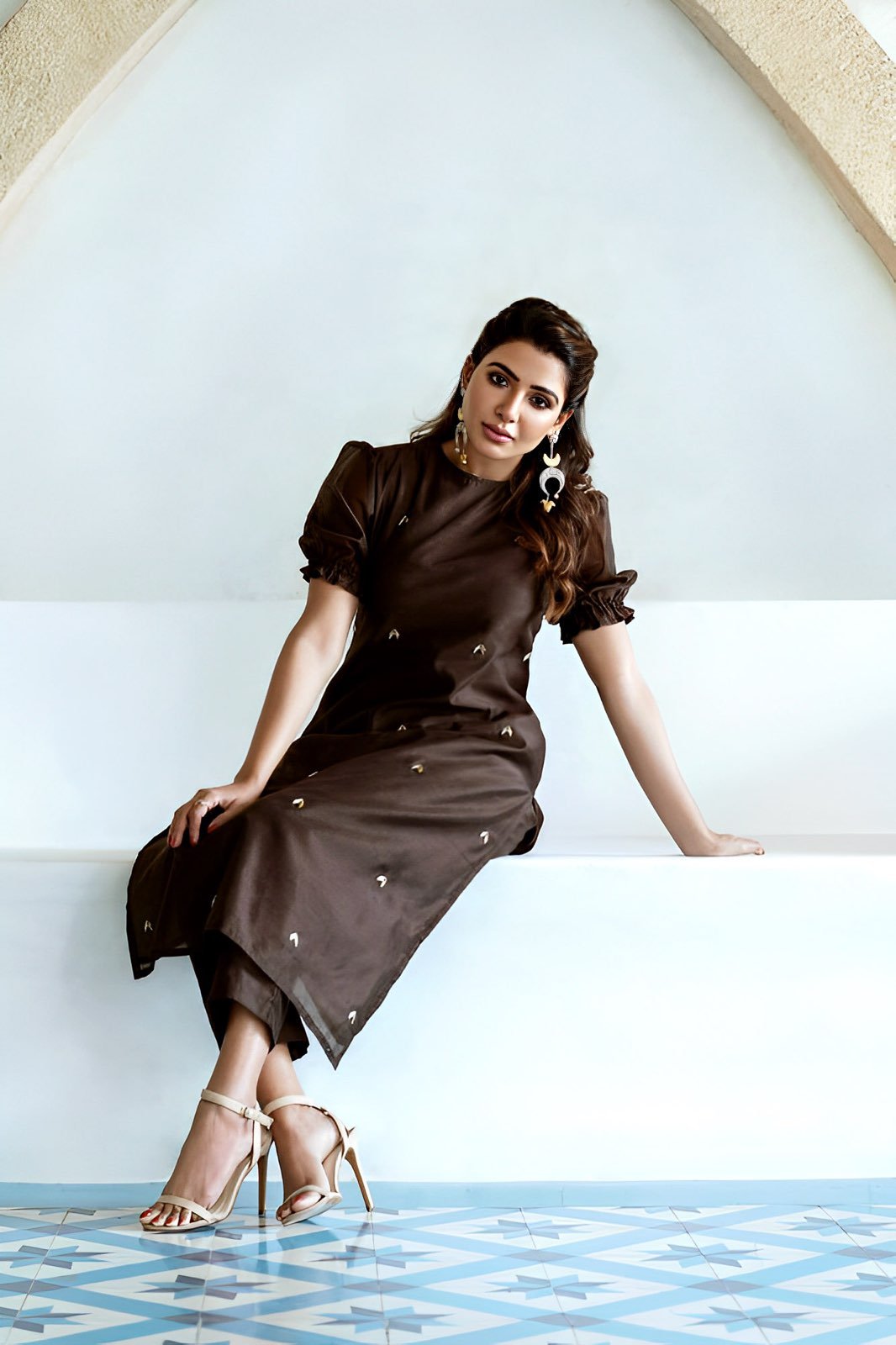 Samantha  Inspired Black Cotton Kurta set Recreation