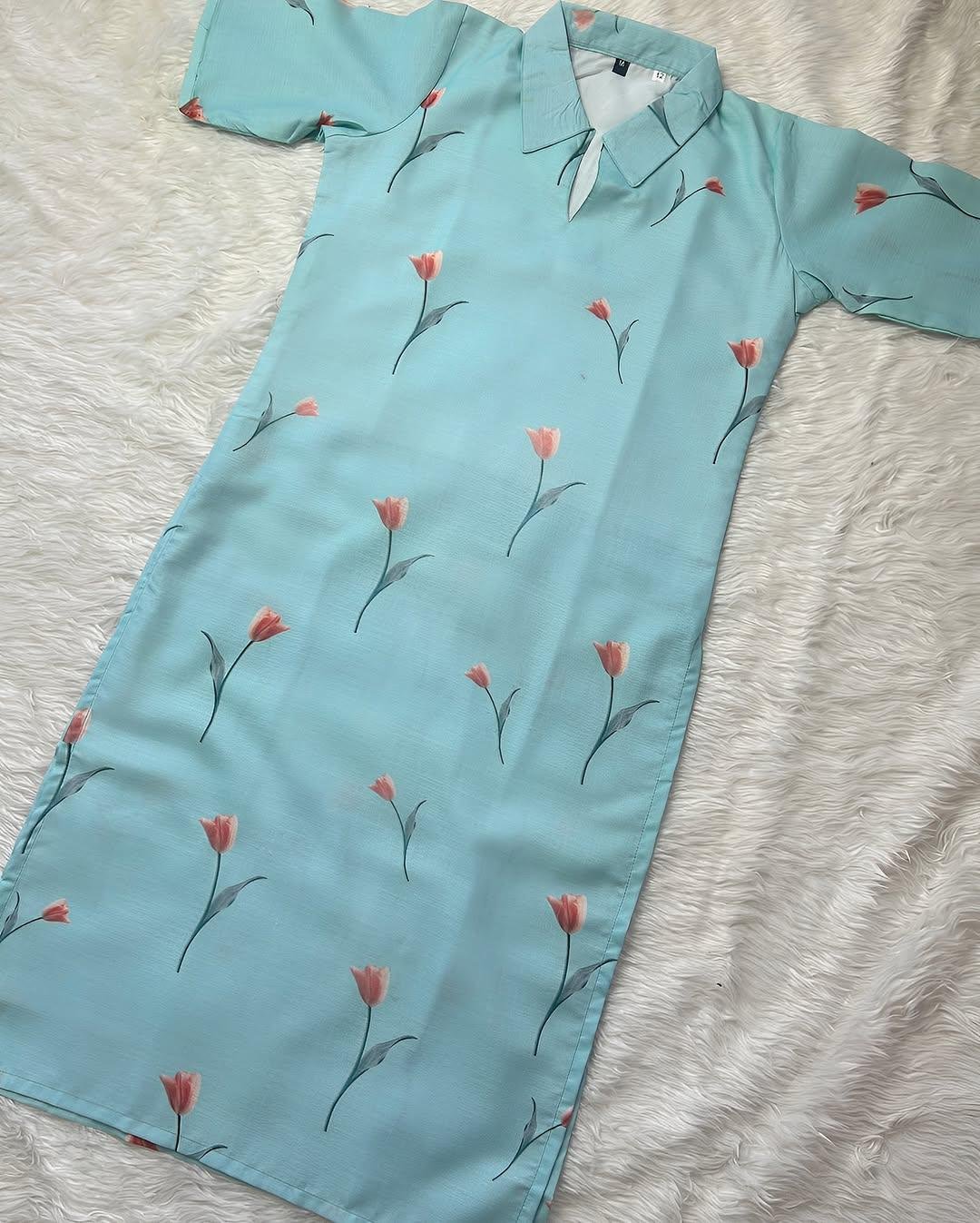Elegant Light Blue Floral Kurta