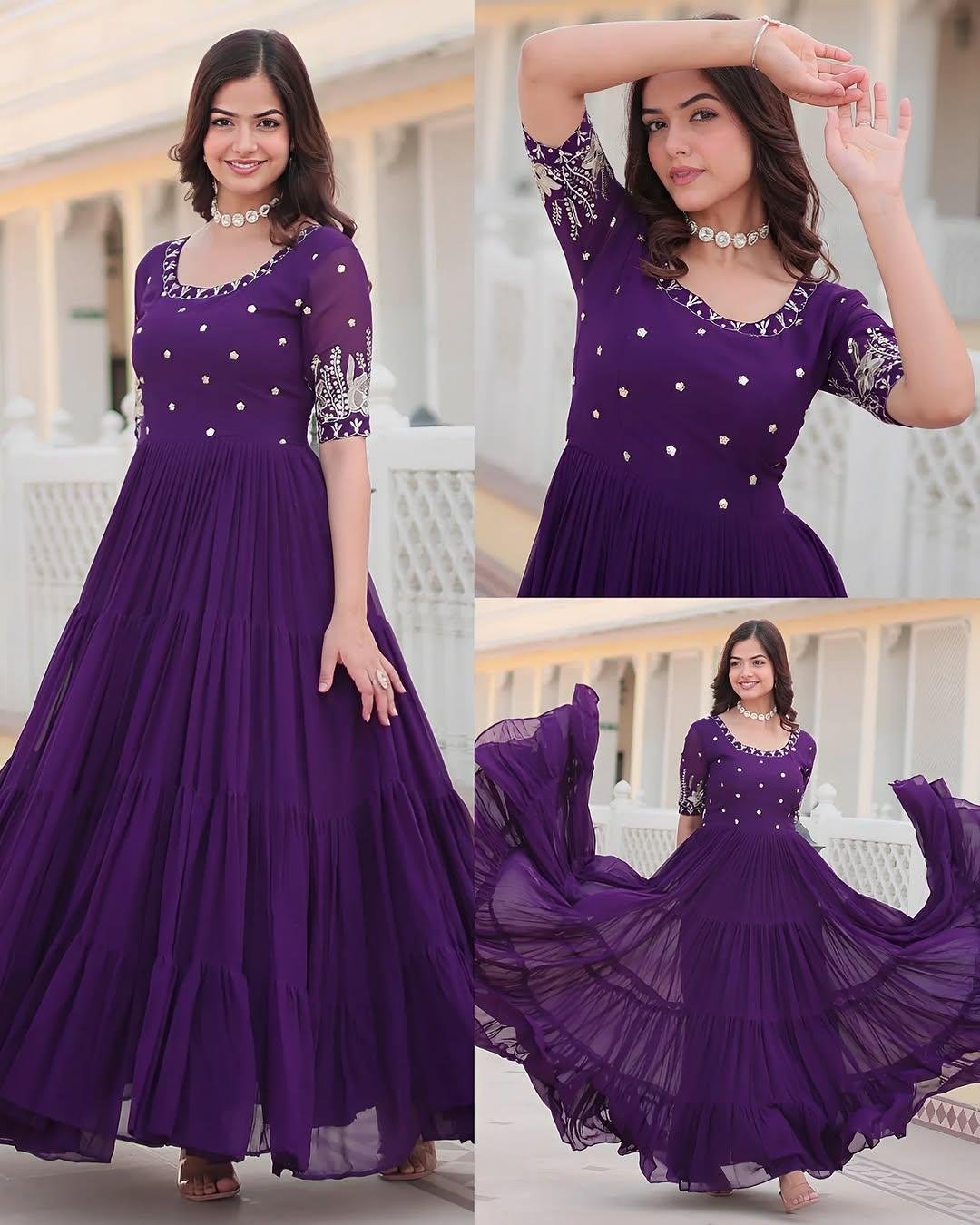 Elegant Georgette Embroidered Anarkali Gown