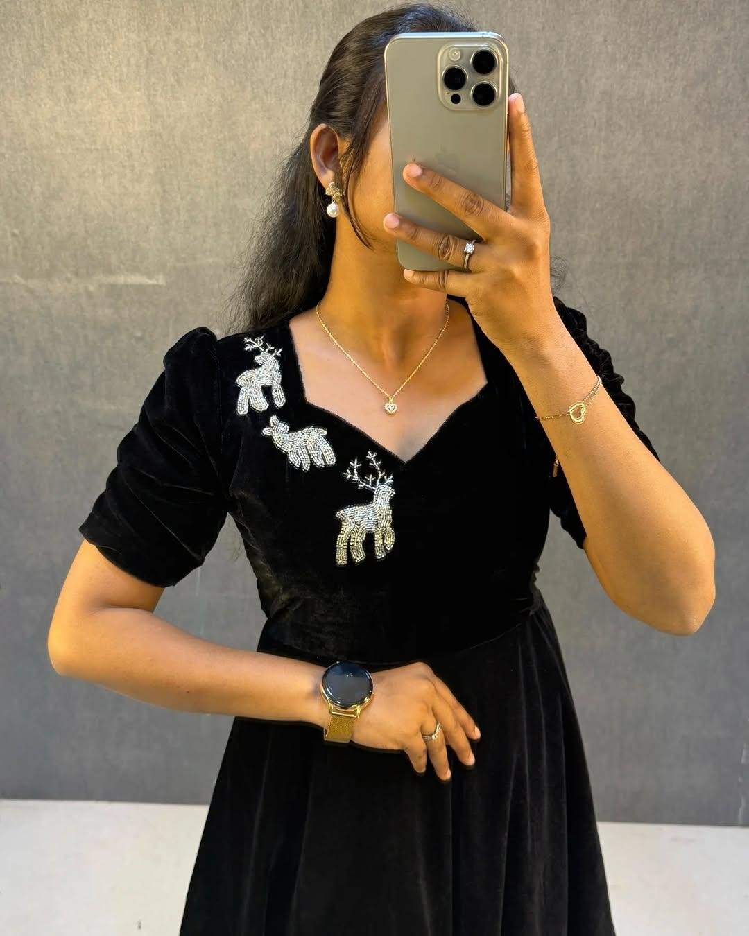 Velvet Dual tone Midi Dress