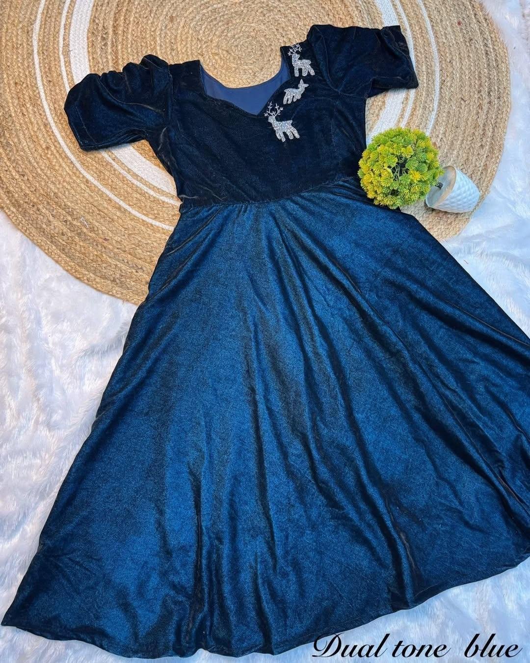 Velvet Dual tone Midi Dress