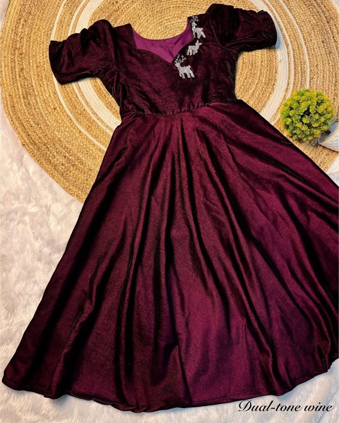 Velvet Dual tone Midi Dress