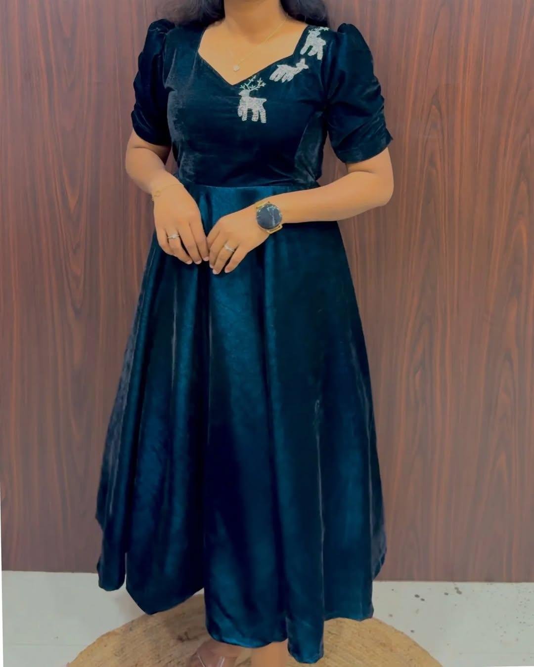 Velvet Dual tone Midi Dress