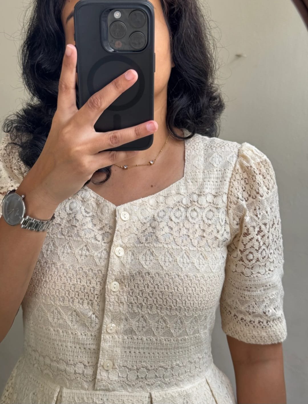 Trendy Pure Cotton Lace Midi Dress