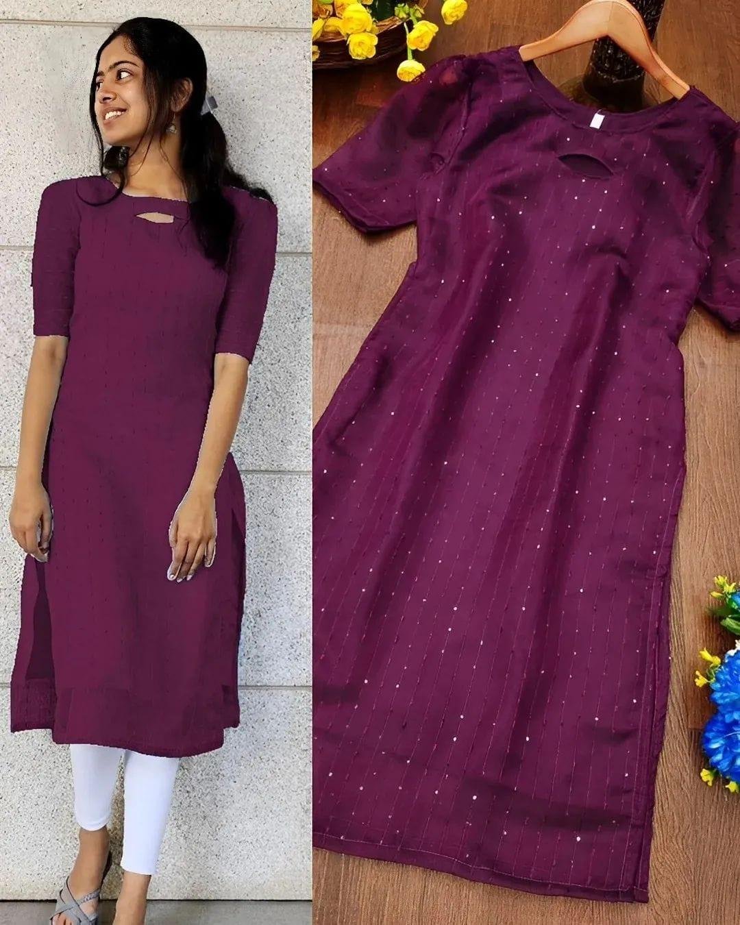 Attractive embroidered sequins kurti