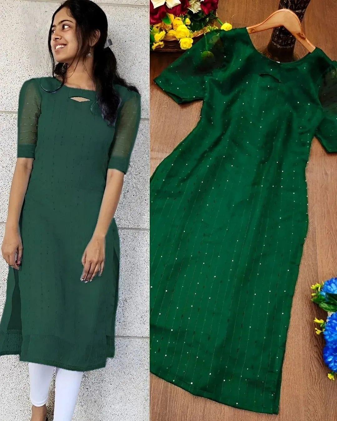 Attractive embroidered sequins kurti