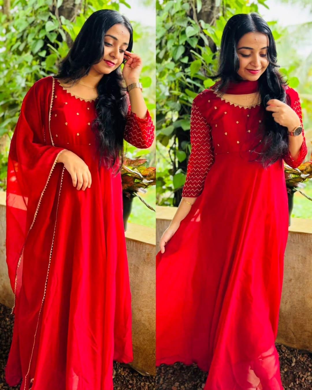 Georgette Embroidered Gown with Dupatta