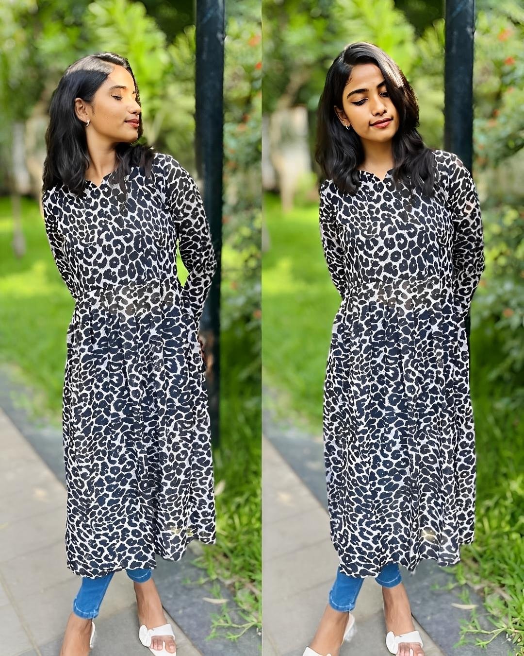 Trendy Animal Print Chiffon Kurti for Women