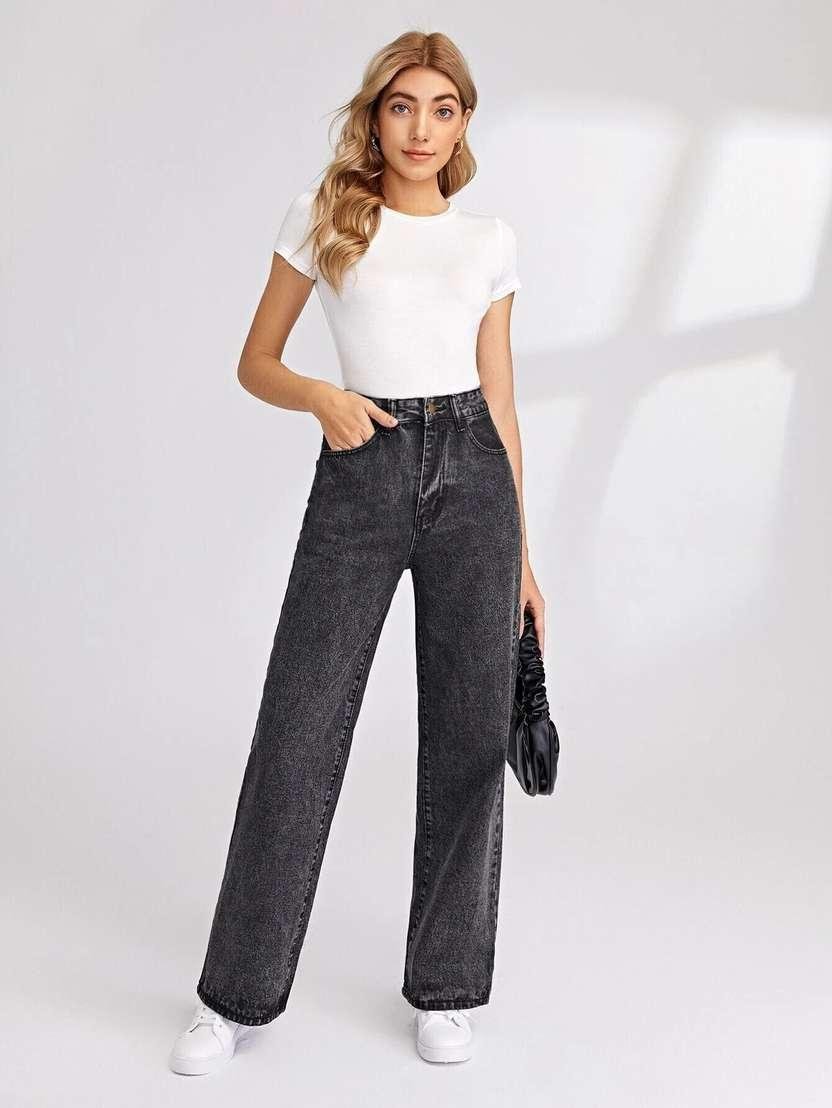 Women’s Casual Chic Tee & Wide-Leg Jeans Set