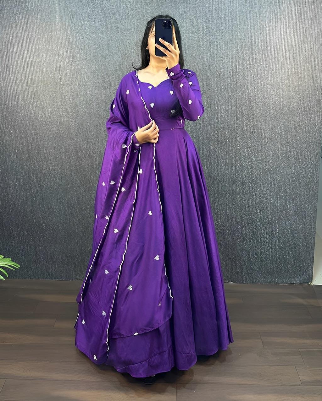 Trendy Heart Valentine Gown With Dupatta set