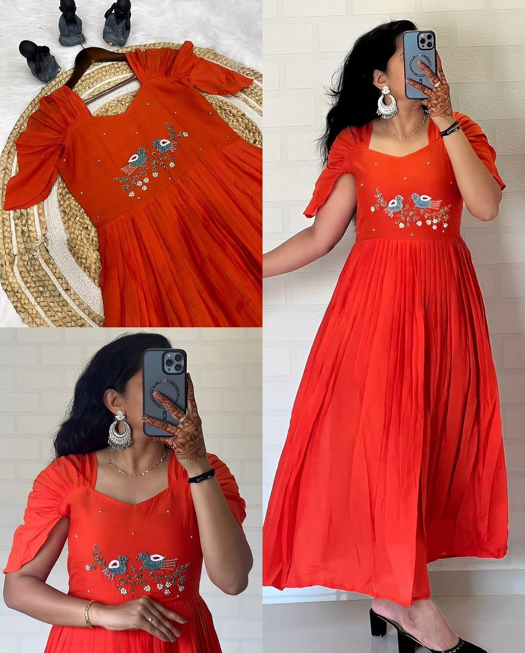 Beautiful Stylish Soft Kota Checks With Handwork Gown