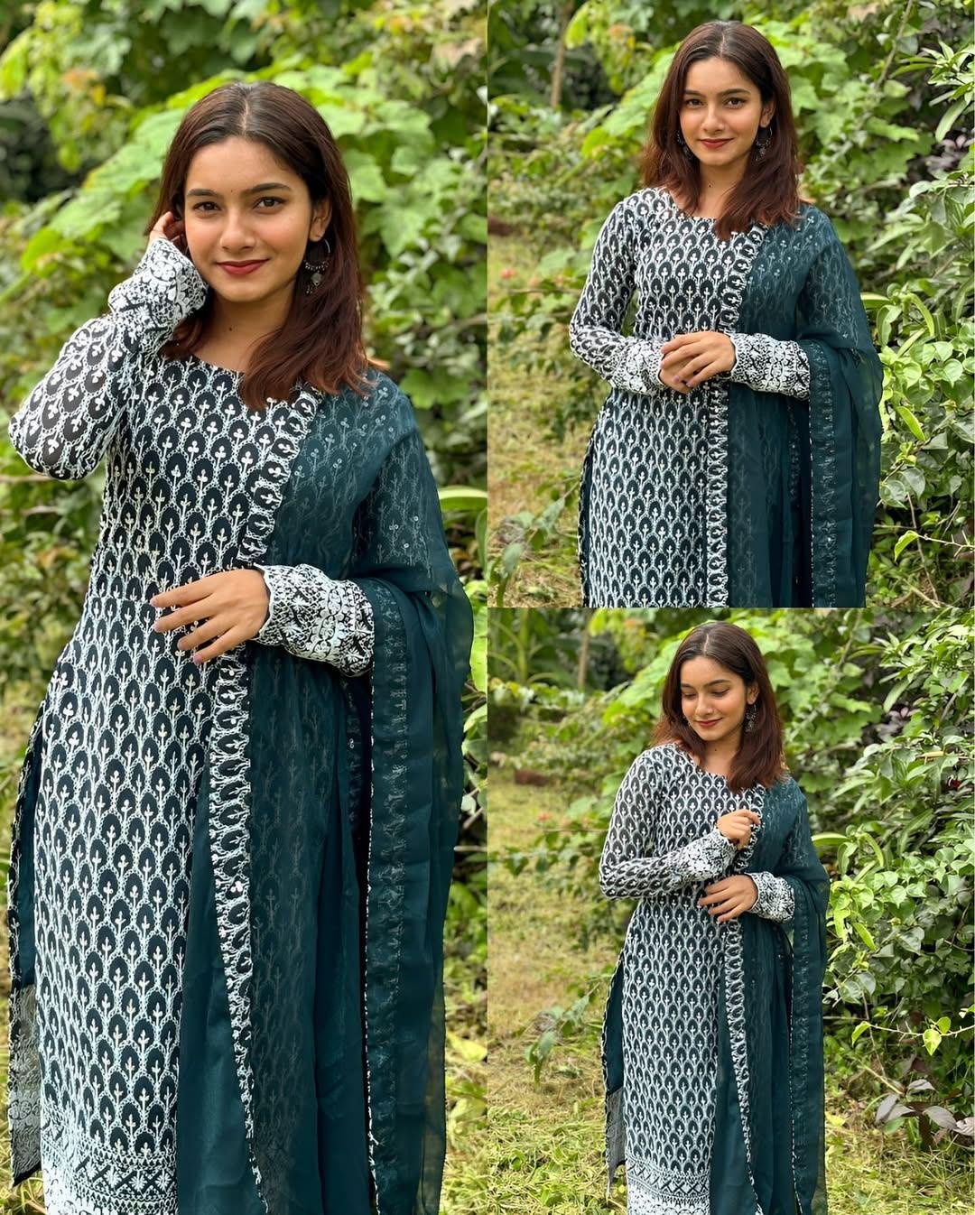 Twinkle Fully Embroidered  Kurti with Dupatta Set