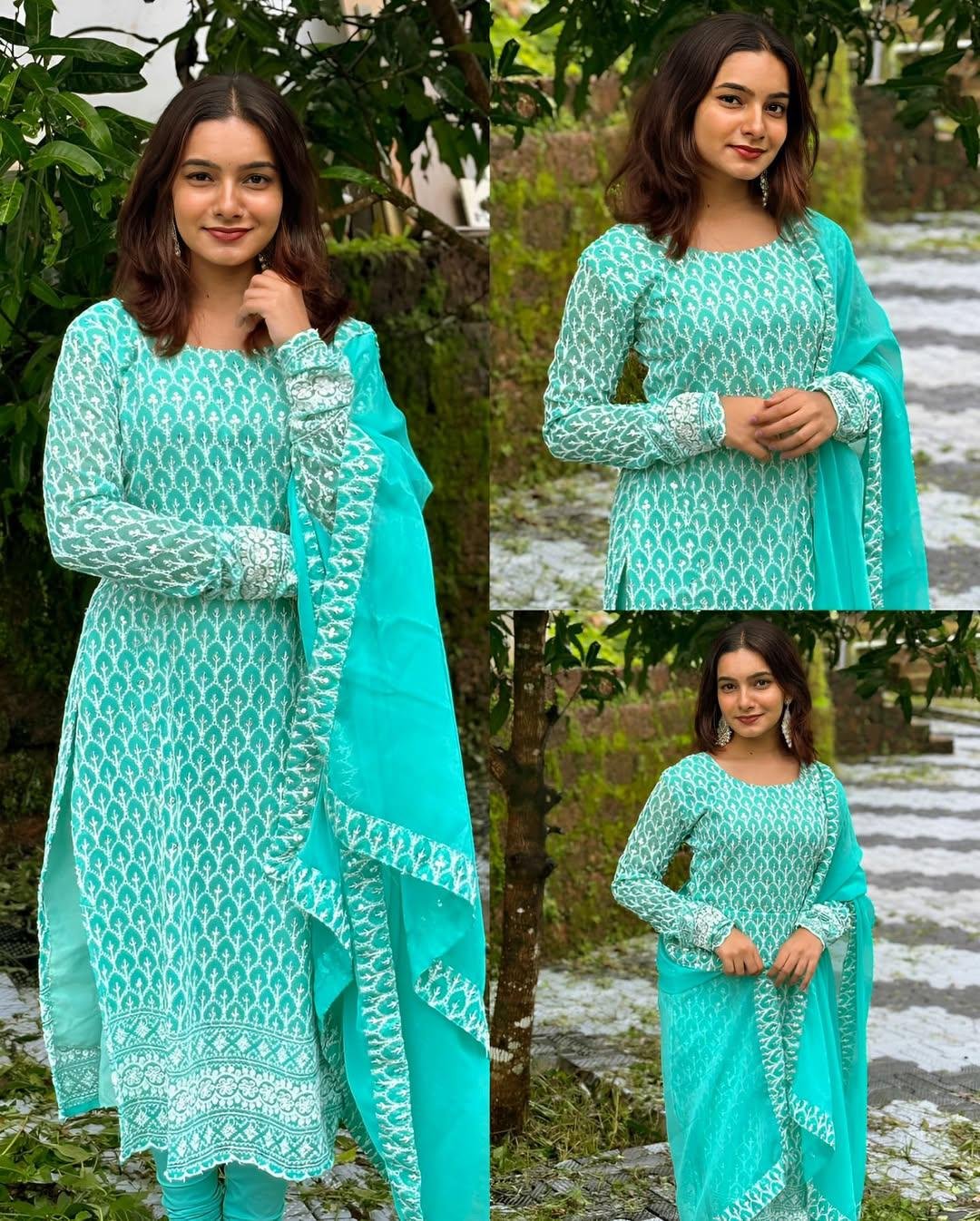 Twinkle Fully Embroidered  Kurti with Dupatta Set