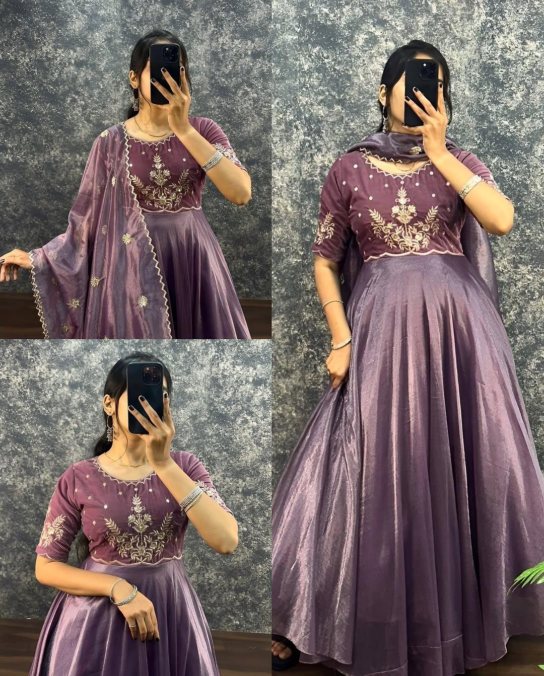 Festival New Embroidered Gown With Dupatta