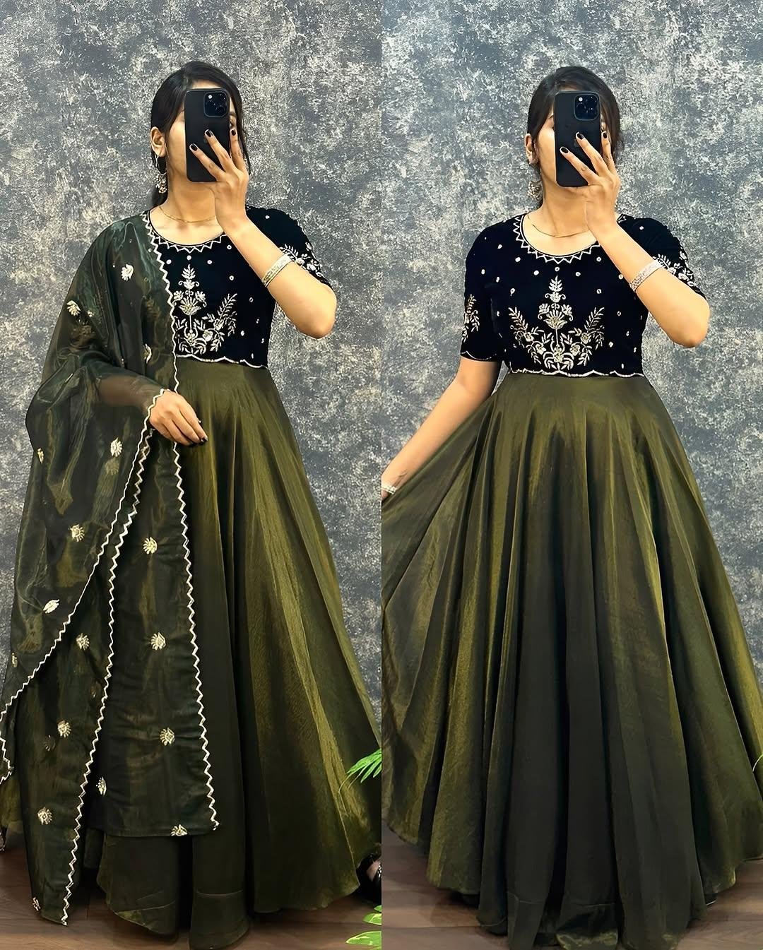 Festival New Embroidered Gown With Dupatta