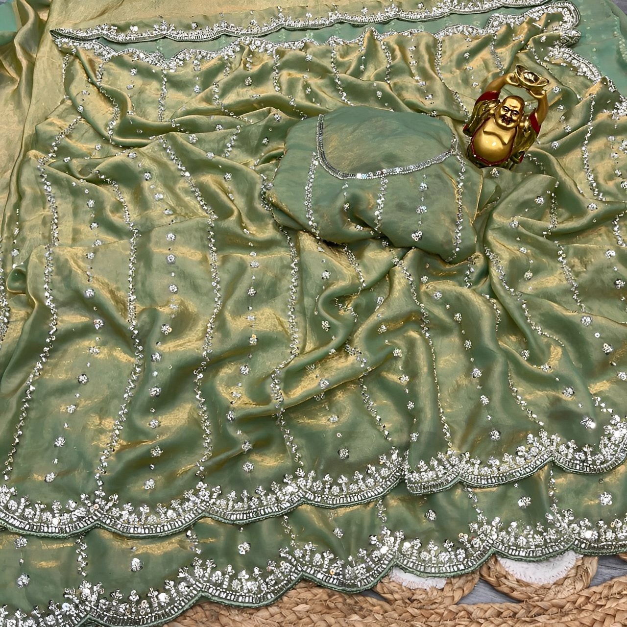 Stylytic Luxury Fully Embroidered party wear saree with blouse