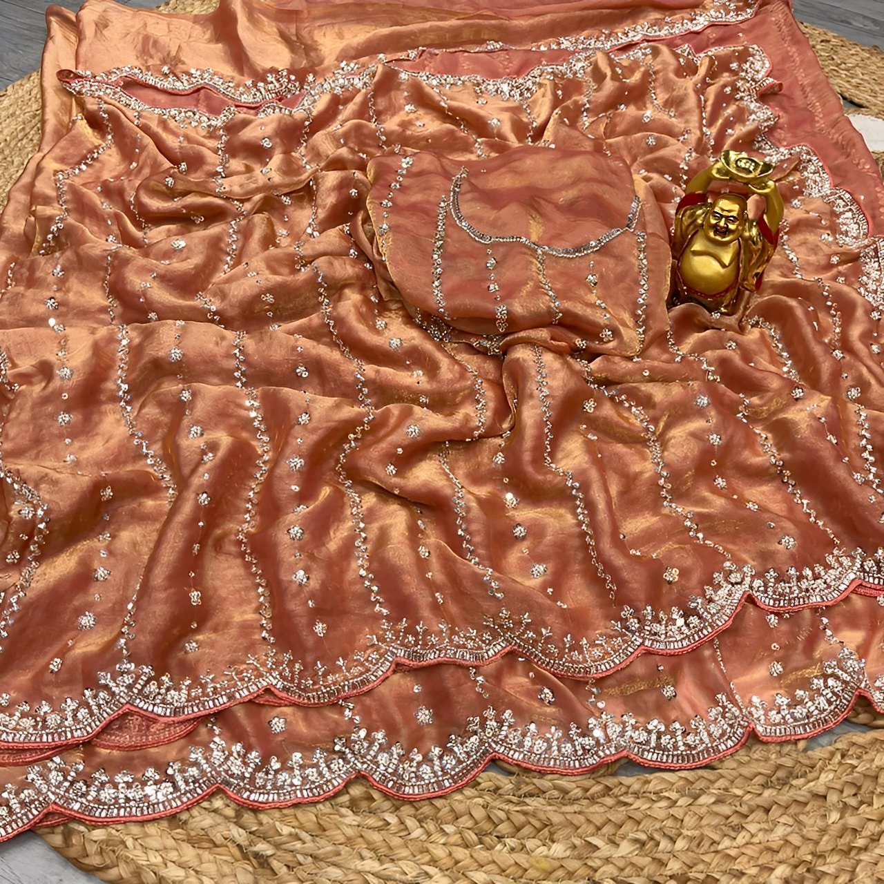 Stylytic Luxury Fully Embroidered party wear saree with blouse