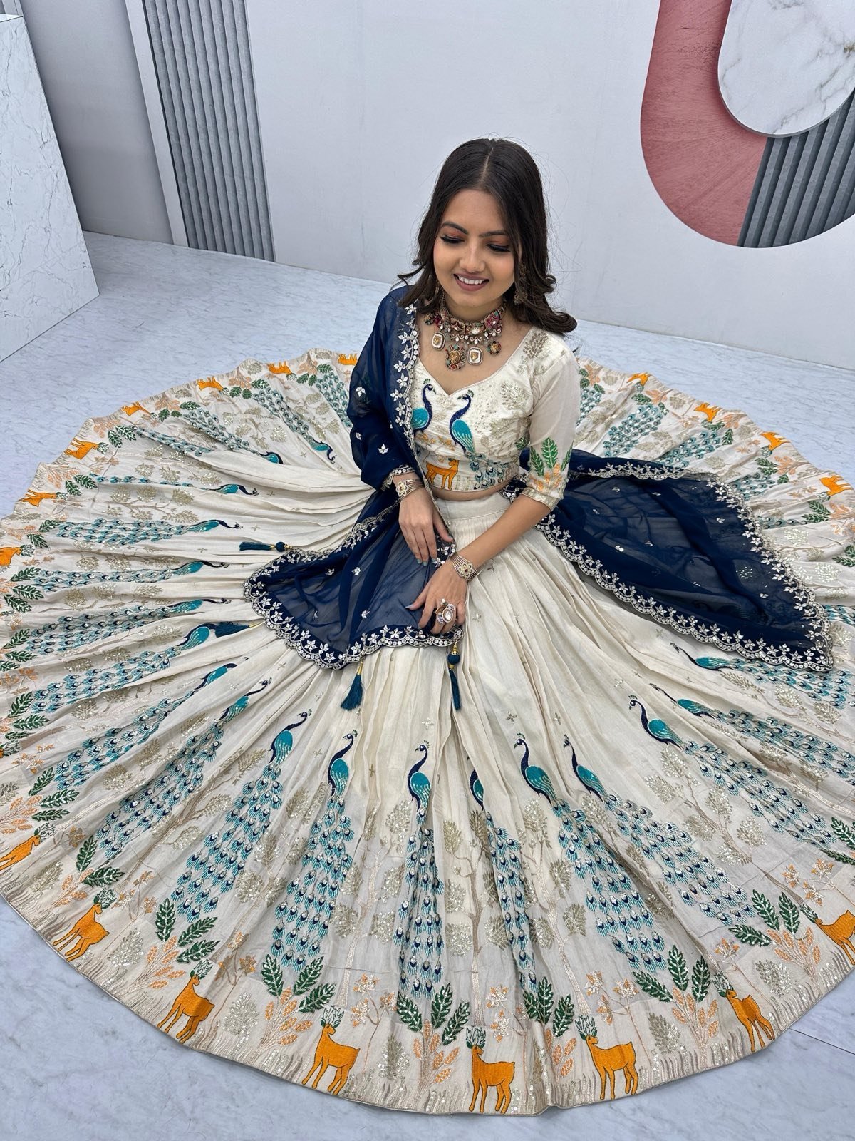 Trending Peacock Embroidery Halfsaree/Lehenga Collection