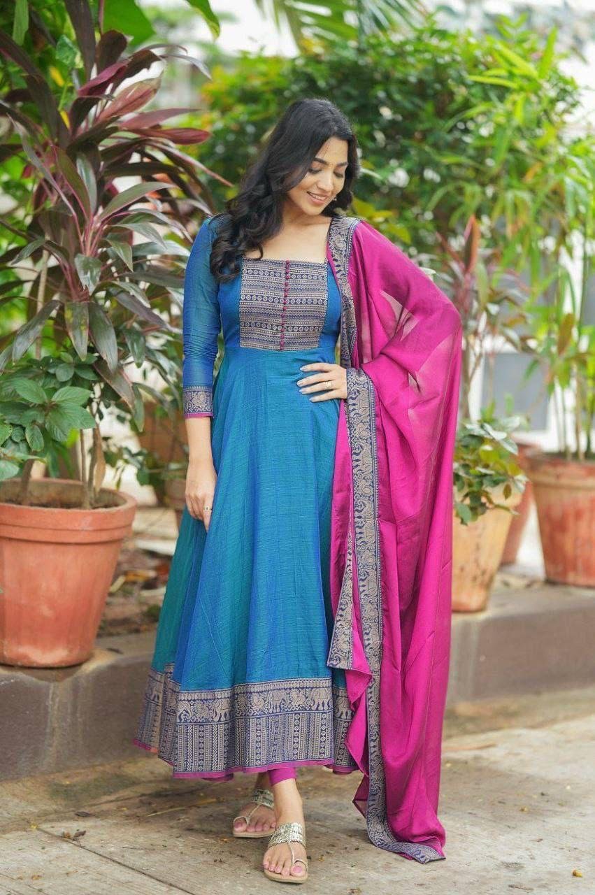 Pure Silk temple Anarkali Gown