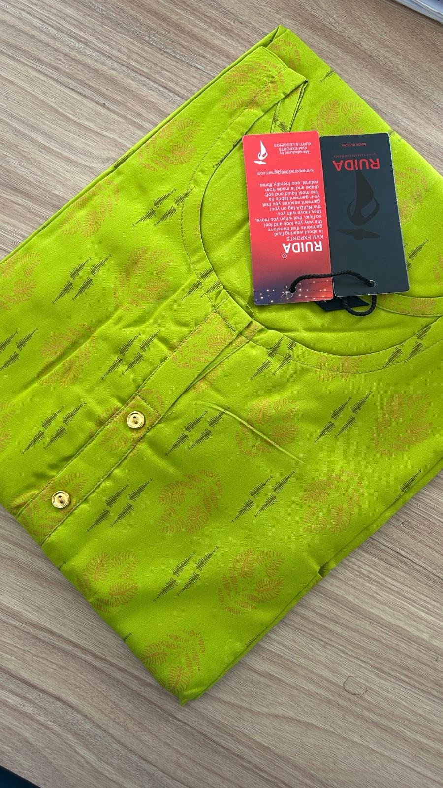 Elegant Cotton Green Side Cut Kurti