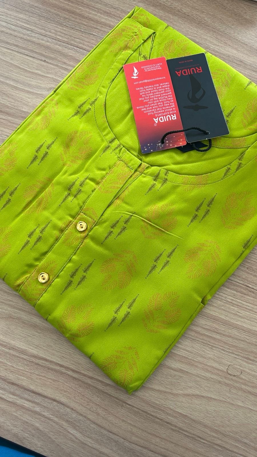 Elegant Cotton Green Side Cut Kurti