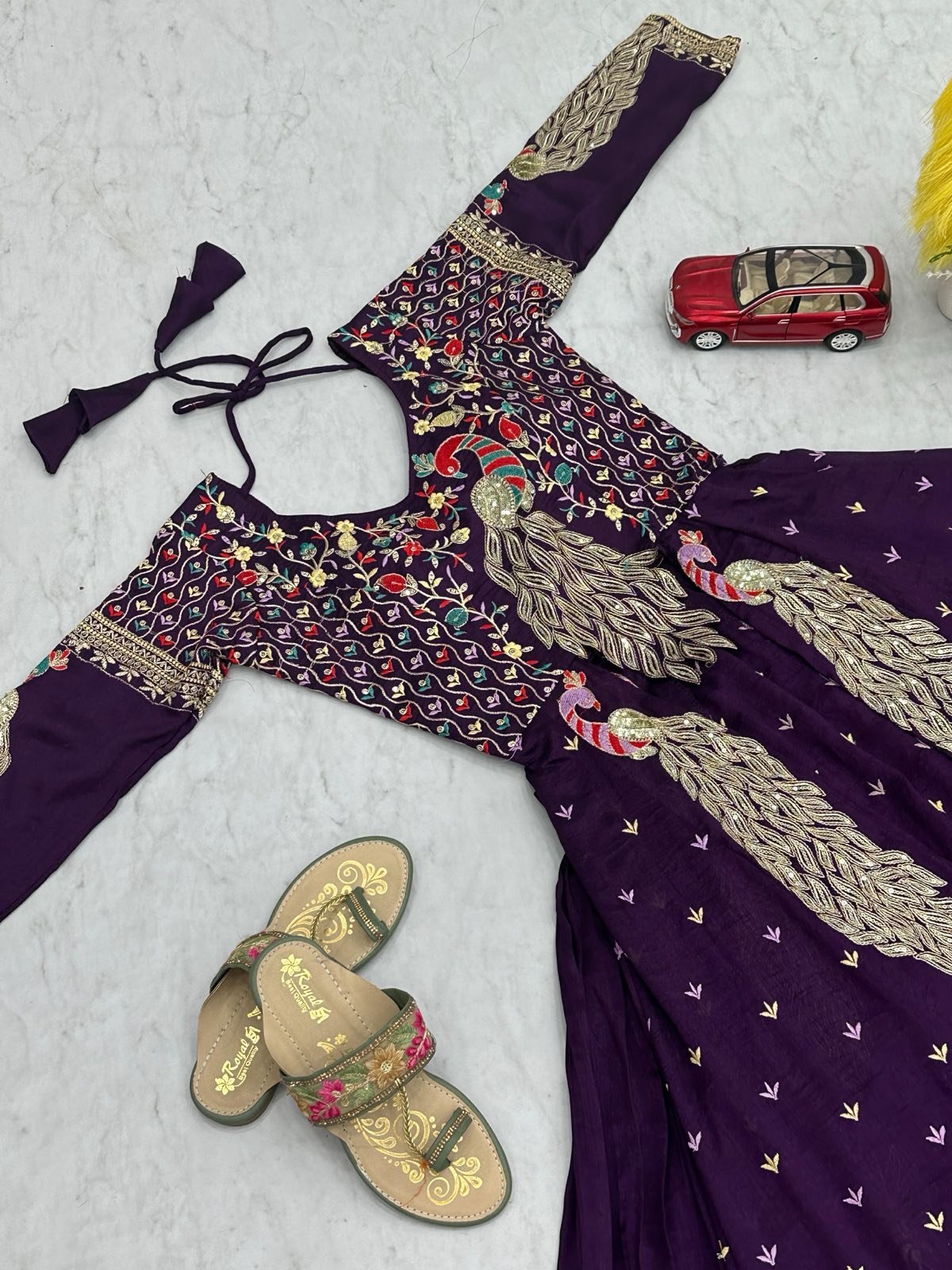 Indowestern Peacock Heavy thread and sequence work dress set