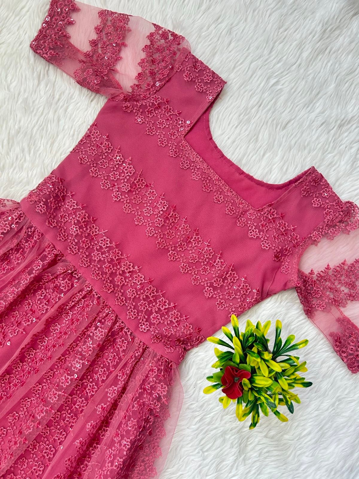 Pearl Princess Embroidered Midi Dress