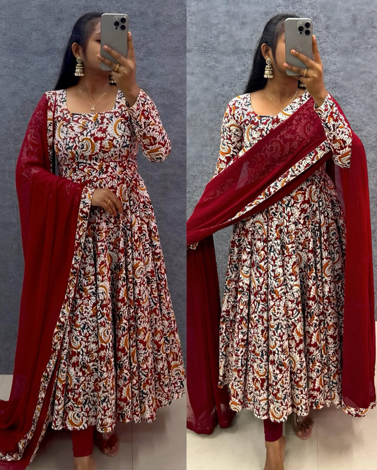 Elegant Kalamkari Printed Gown With Dupatta