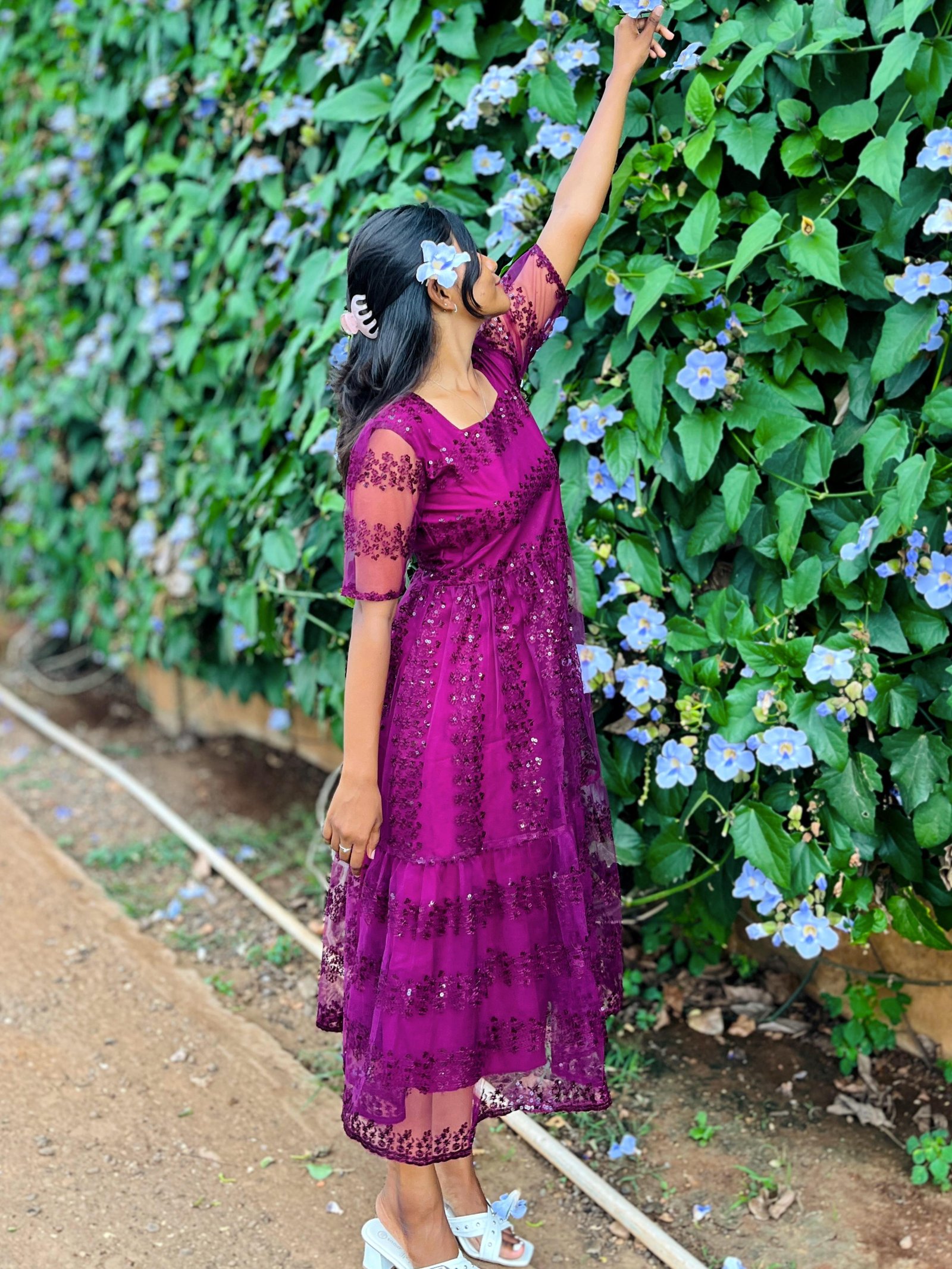 Pearl Princess Embroidered Midi Dress