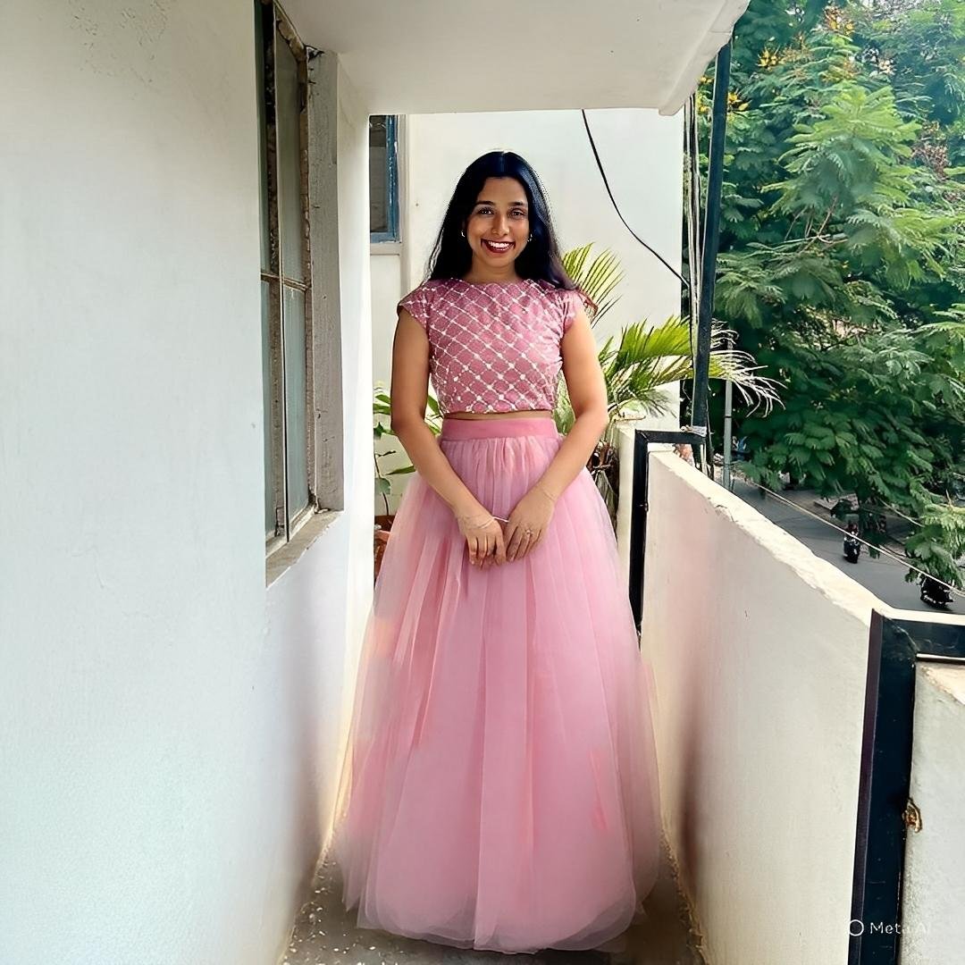 NEW GEORGETTE CROP TOP SKIRT LEHENGA CHOLI