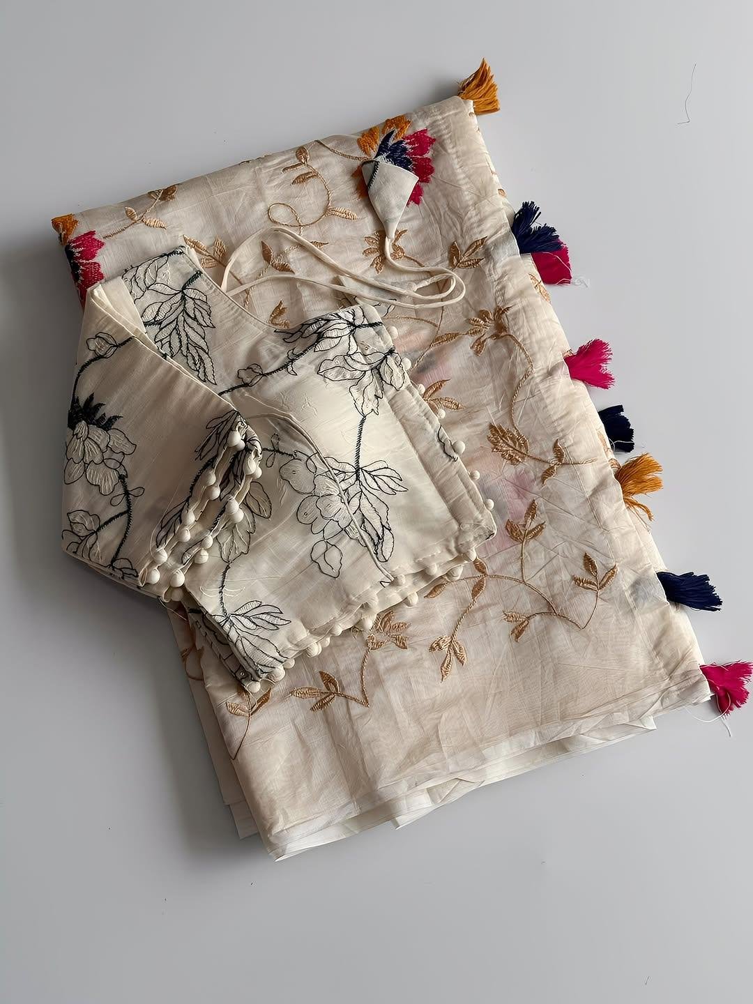 Premium Chanderi Saree WIth Stiched Blouse