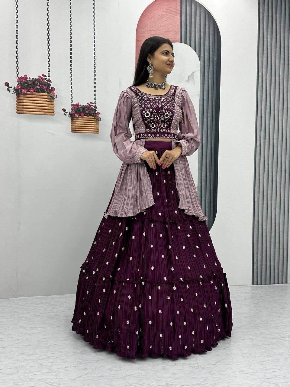 Indowestern crop top Lehenga for wedding Readymade Indian lehenga dress