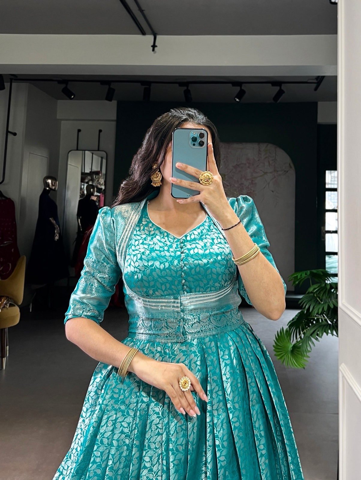 ✨ Designer Kanjivaram Gown with Koti – By Stylytic