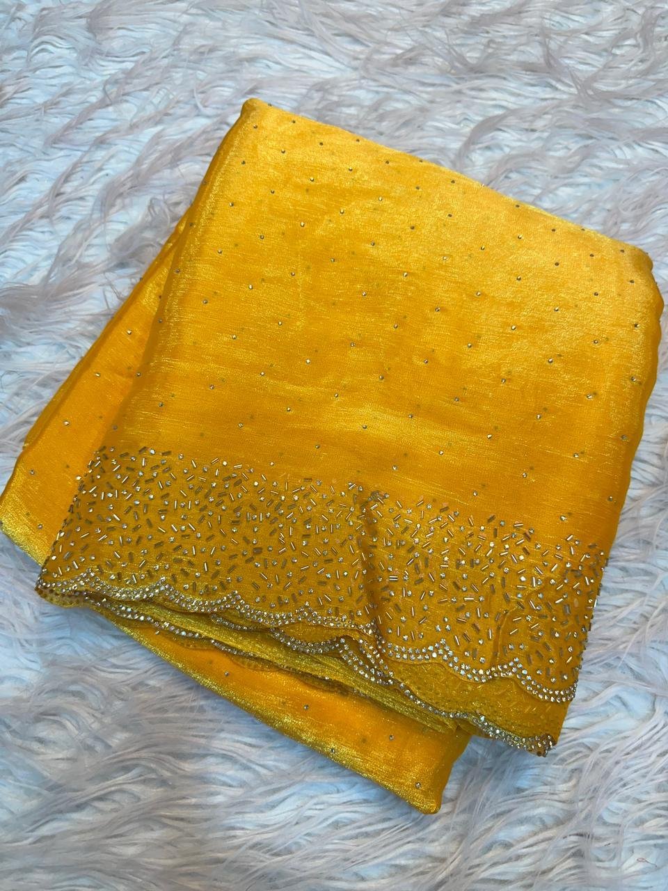 ✨ Elegant Space Silk Saree with Jarkhan Work – By Stylytic