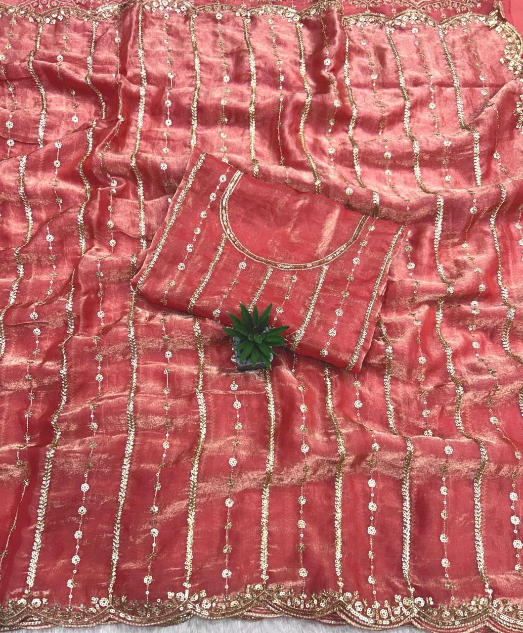 💫 Fendy Satin Dual Shade Saree with Multi-Sequence Embroidery – By Stylytic