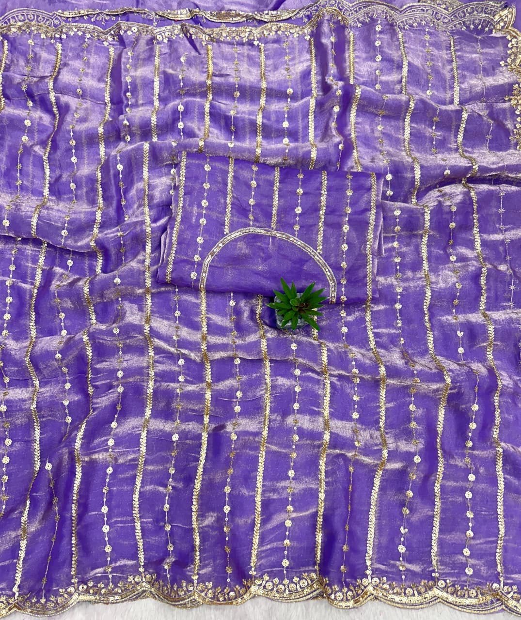 💫 Fendy Satin Dual Shade Saree with Multi-Sequence Embroidery – By Stylytic