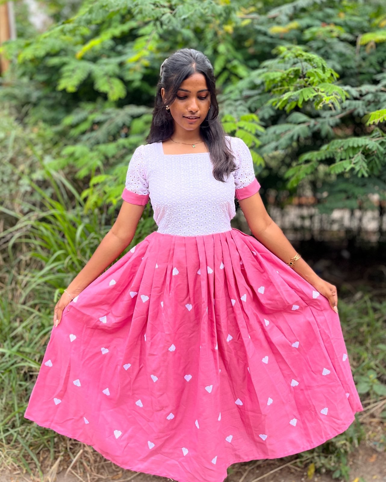 Charming Heart Pattern Midi Dress