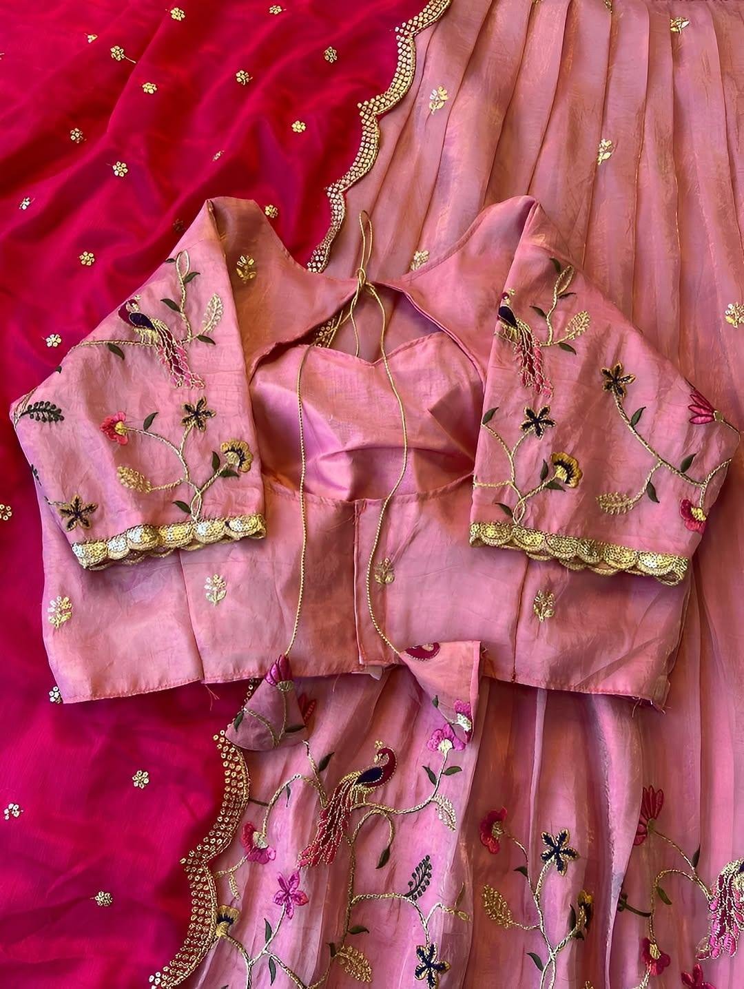 Peacock Petals Fully Embroidered Lehenga Collection(Stitched)