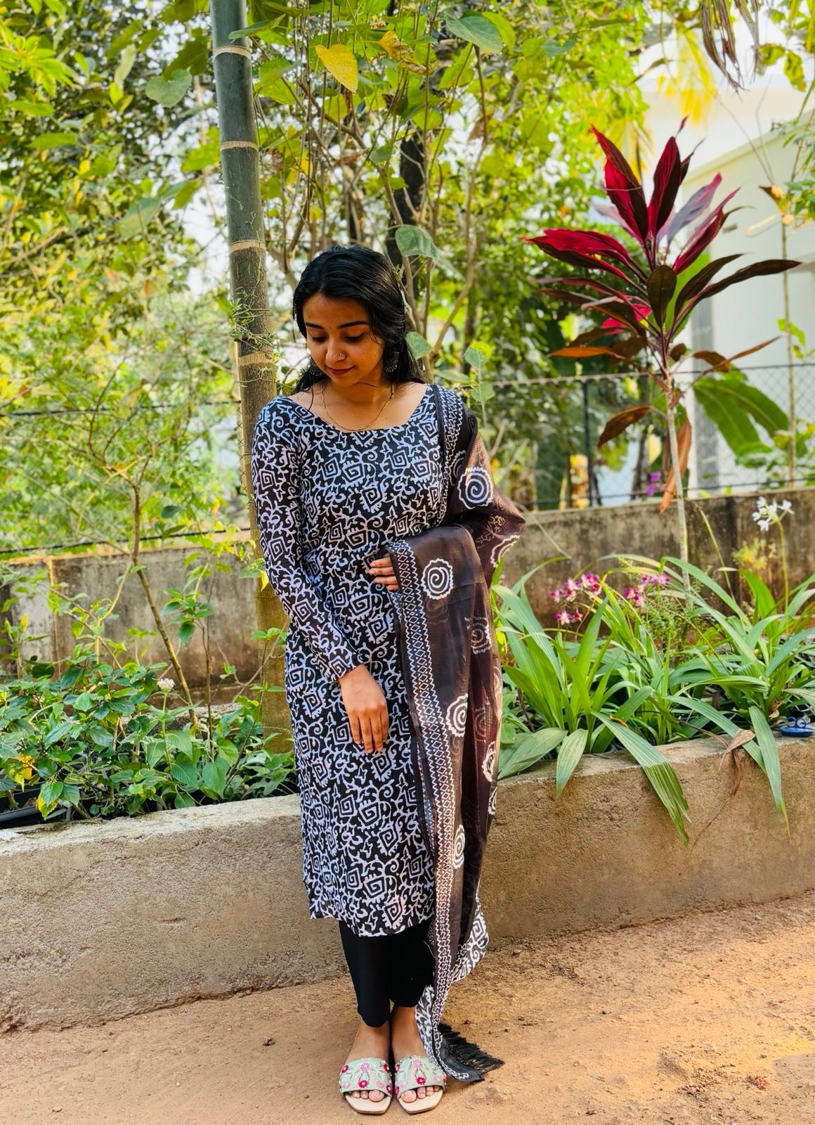 Black kota cotton kurta set