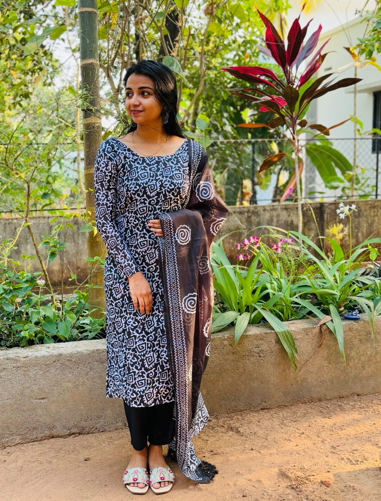 Black kota cotton kurta set