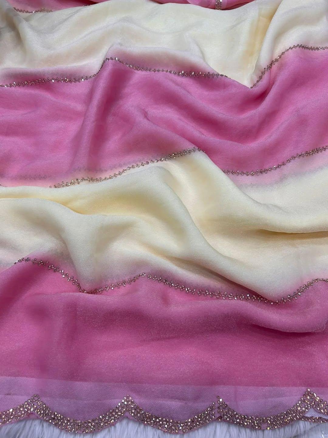 Space Silk Party Wear Saree With Heavy Jarkhan Work | Premium Designer Saree