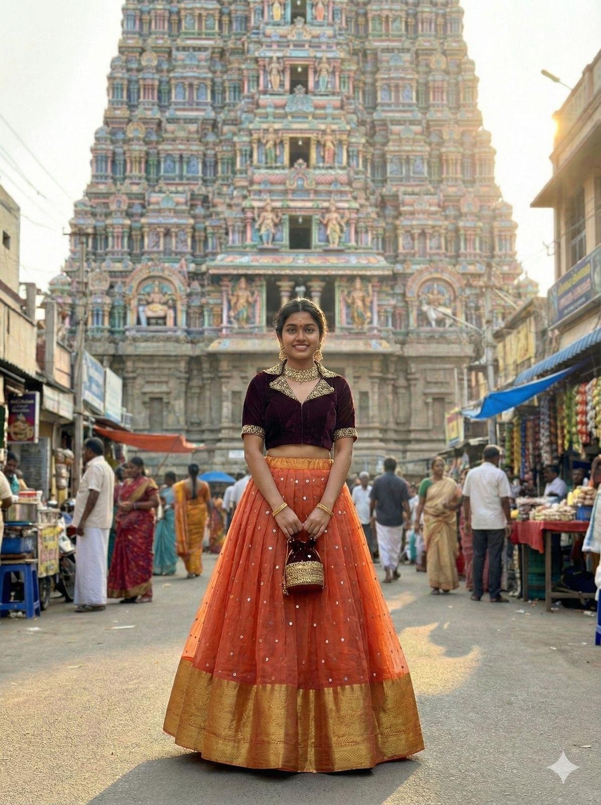 Trending Fully Stitched Organza Lehenga With Maggam Work Velvet Blouse