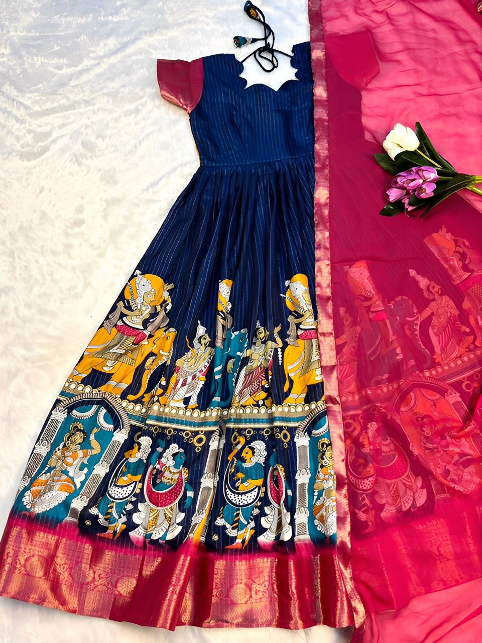 Top Wishlist Kalamkari Grand Gown with Dupatta set