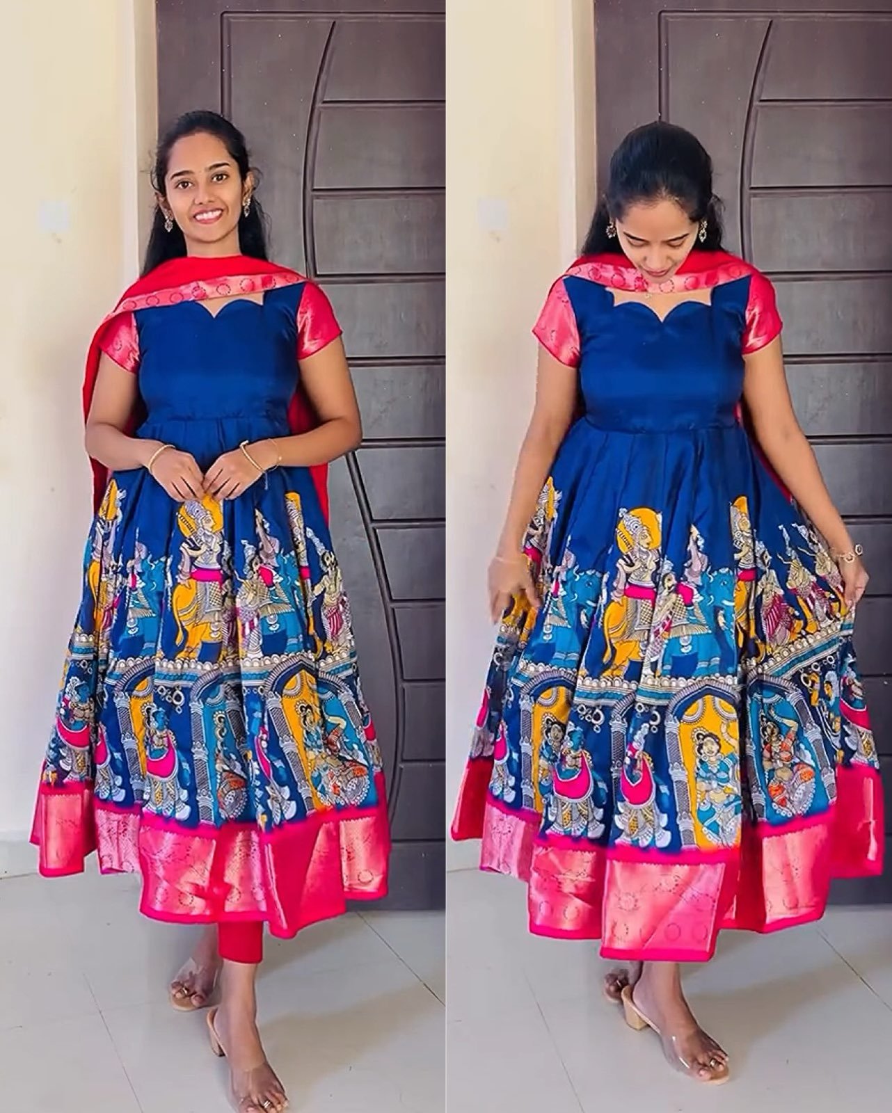 Top Wishlist Kalamkari Grand Gown with Dupatta set