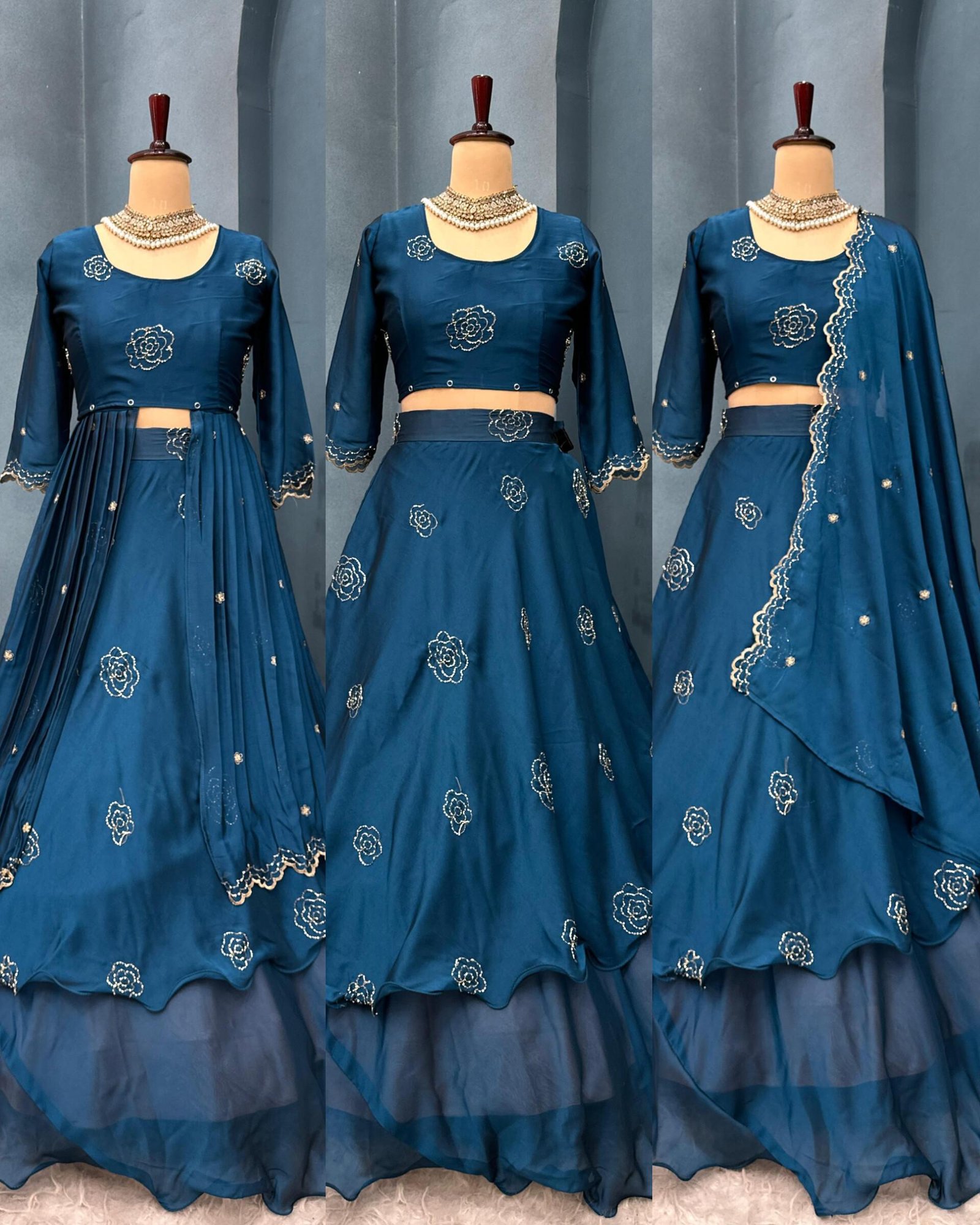 4 way Style Designer Dress  │ Multistyle Outfit│ Rose Showroom Style with Removable cape