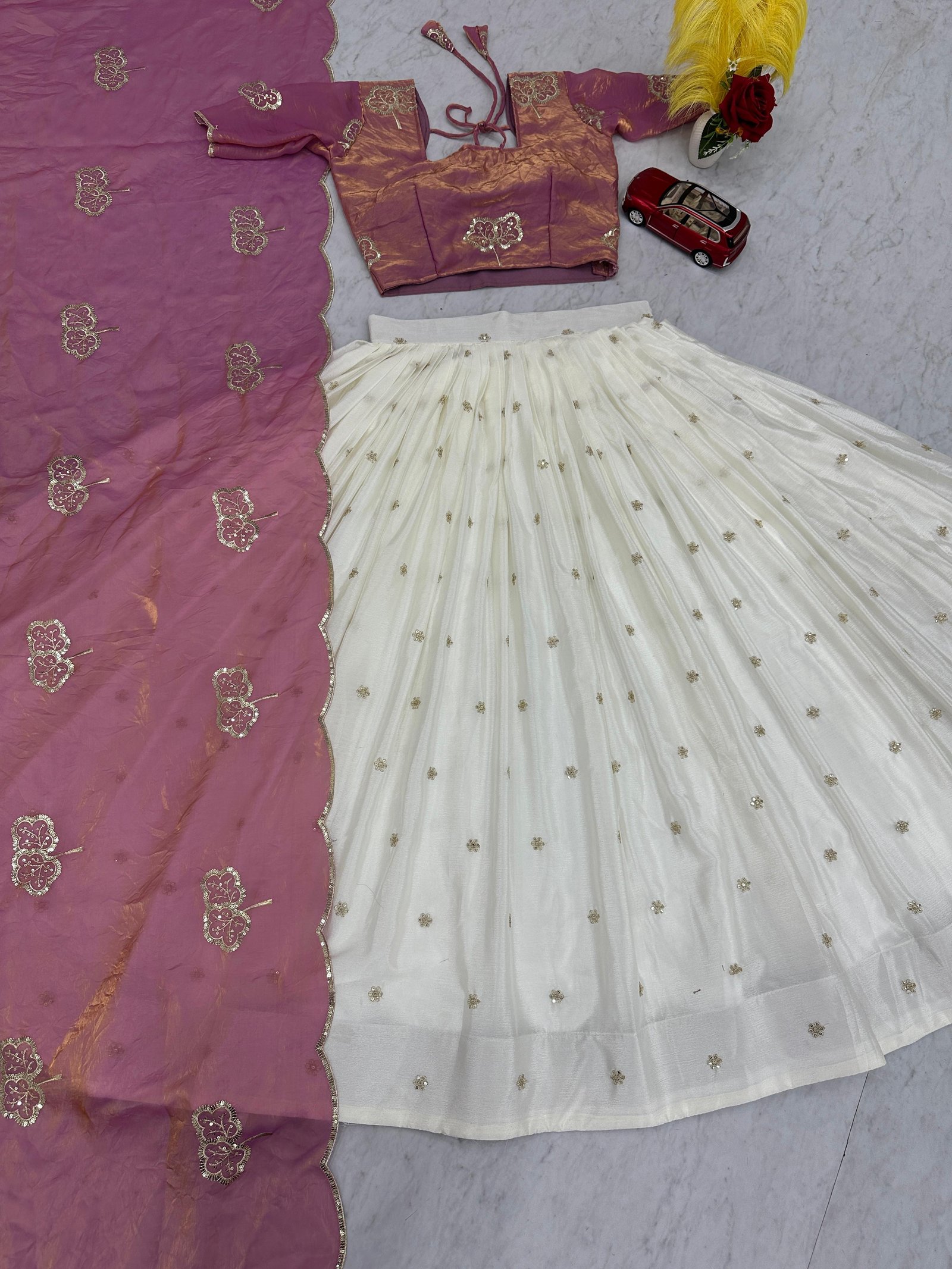 Wedding Wear Fendy Silk Lehenga Choli | Premium Sequins & Thread Work | Fully Stitched